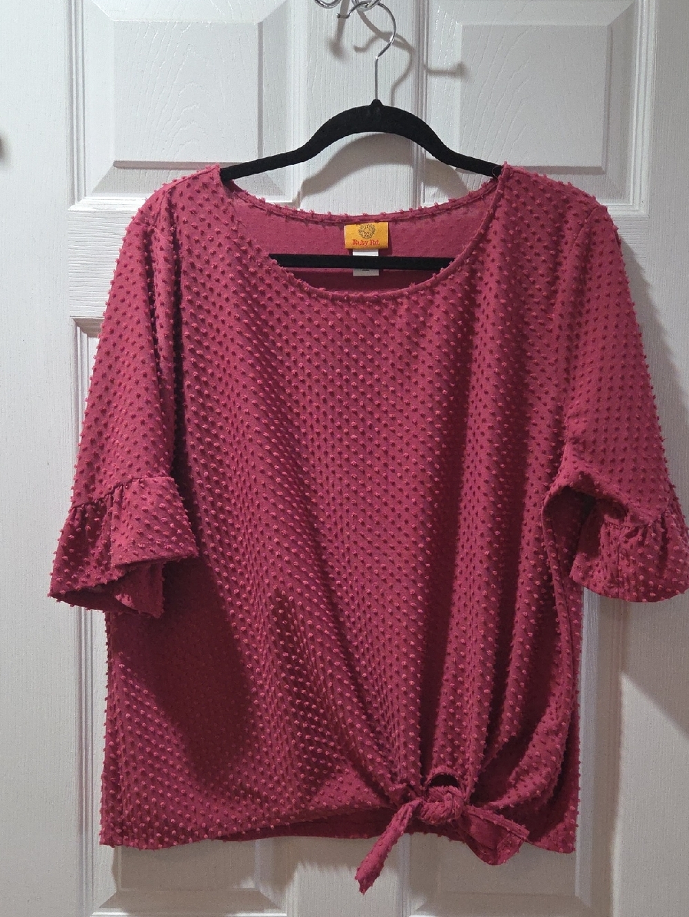 Ruby Rd. Raspberry Textured Tie-Knot Blouse